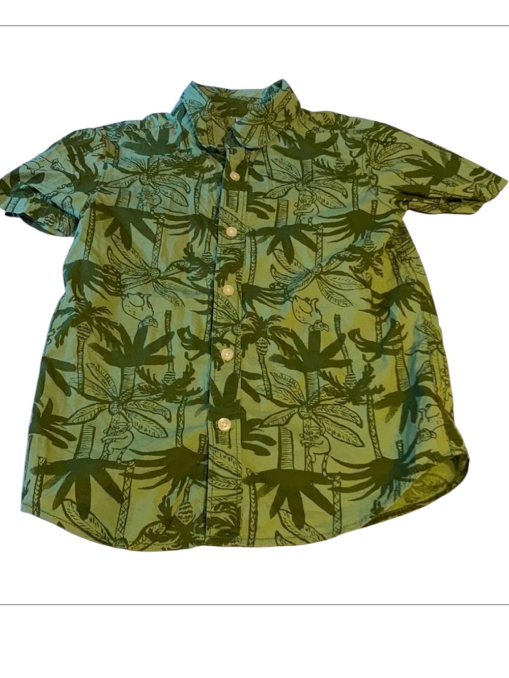 Carter's Little Boys Palm Tree Poplin Button-Front Shirt size 8 100% cotton